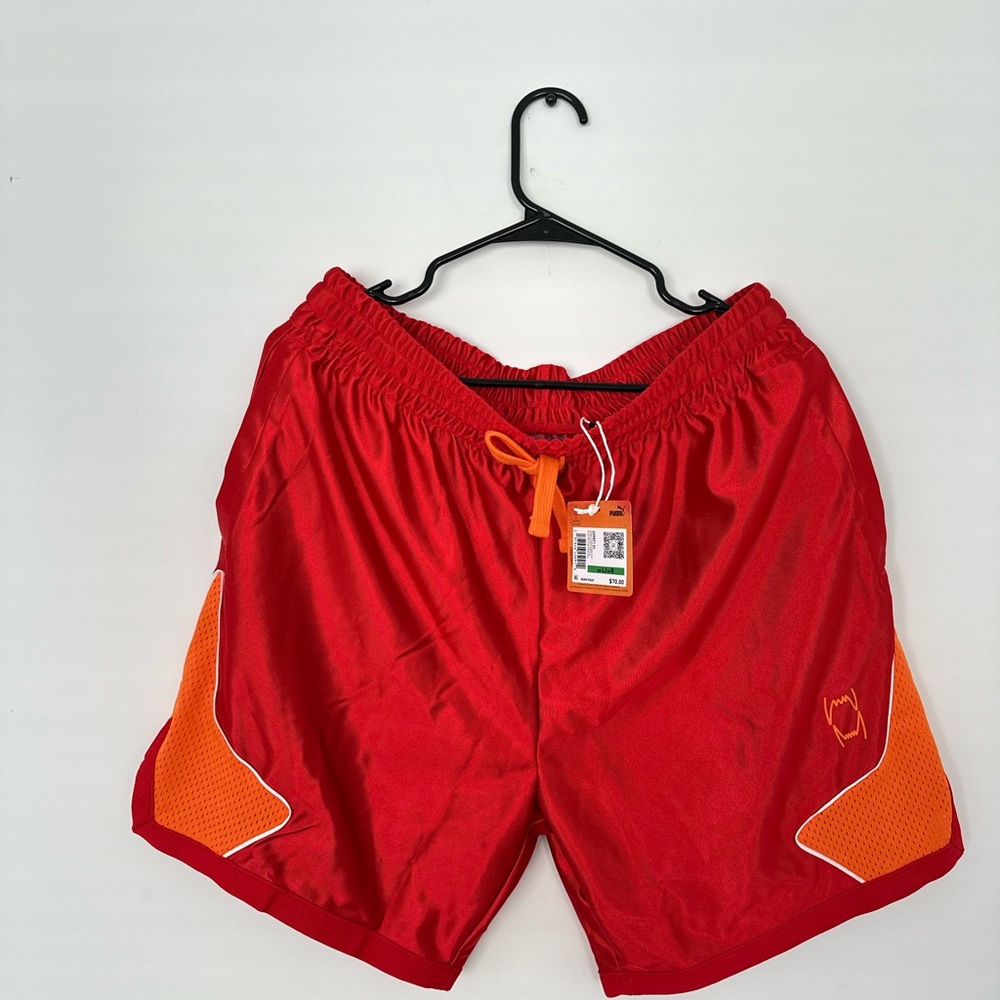 NWT Puma Athletic Red and Orange Basketball Shorts - Picture 2 of 10
